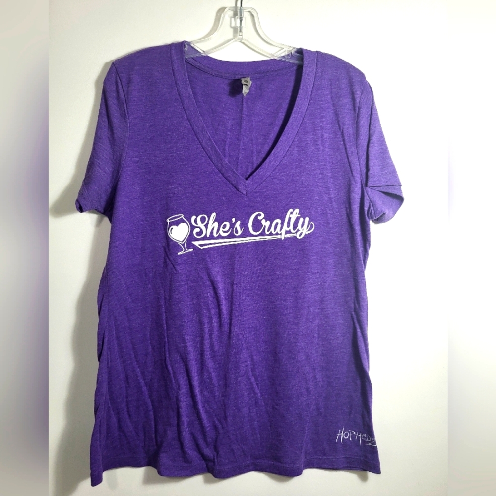 Next Level purple "She's Crafty" tee junior's XXL  #2596